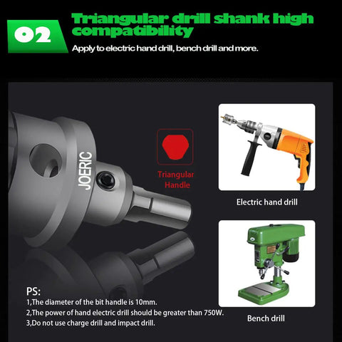 10 Piece Carbide Hole Saw Kit With Titanium Plated Pilot Bits for Metal Stainless Steel Iron Wood and Plastic Heavy Duty Cutter Set showing compatibility with different drills