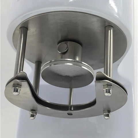 Detailed view of the stainless steel base of Electric Ice Cream Press Machine With Four Interchangeable Stainless Steel Molds.
