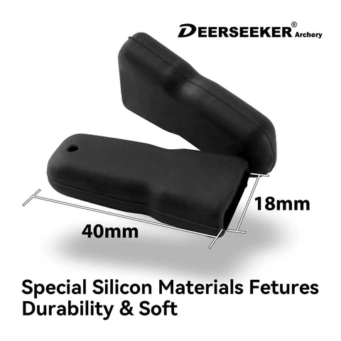 Close-up of black silicone Recurve Bow Tip Protector And Longbow Tip Guard Silicone Tip Shield 2 Pack Archery Hunting Gear