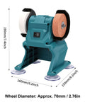 Heavy Duty 150W Bench Grinder With Lithium Battery And Full Copper Motor, 190mm height, dual wheels for sharpening and deburring.