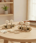 Premium White Ukulele Tuner Pegs And Keys With Smooth Gear Action Compact Metal Alloy Machine Heads Featuring Decorative Plates.