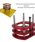 Router Table Lift Base With Four Jaw Clamping System Aluminum Alloy Lifting Base And Crank Handle For DIY Woodworking Router Table Build Perfect For Small Trimming Machines And Precise Adjustments., red aluminum alloy router table lift base with four jaw clamp and stainless steel rods