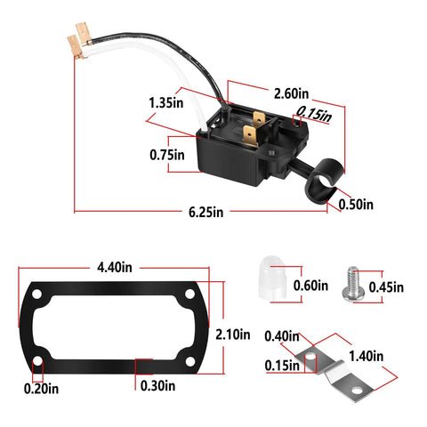 Heavy Duty Sump Pump Float Switch Replacement Compatible With Zoeller Series dimensions and components shown in clear layout.