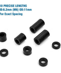 M6 Spacer Assortment Kit with non threaded round washers and insulated ABS plastic standoffs ID 6.2mm OD 11mm ten sizes