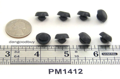 Ridged SBR Rubber Push In Bumper One Half Inch Diameter Five Thirty Second Inch Height Fits One Quarter Inch Hole shown with ruler