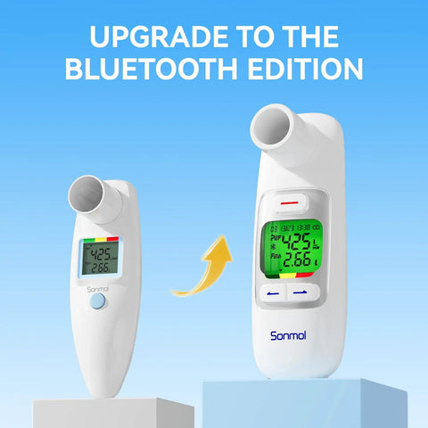 Digital Peak Flow Meter For Home Use With Clear Digital Readout FEV1 And PEF Respiratory Monitor For No Fuss Easy Asthma And COPD Checks Quick Accurate Readings And User Friendly For Everyday Use, Bluetooth edition