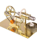 Stirling Engine Kit DIY Assembly Hands On Generator Model For Physical Experiments Premium Metal Build With Golden Finish Easy To Assemble Educational Toy For Makers And Students, gold metal engine