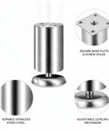 Adjustable Stainless Steel Furniture Legs For Leveling Cabinets And Vanities On Uneven Floors, 2x2 in base with threaded adjustment