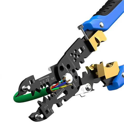 29-In-1 Multifunctional Wire Stripper Pliers Heavy Duty Crimping Cutting Tool For Electricians showing detailed grip and wire insertion.