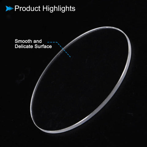 Ultra Clear 25.5mm Round Watch Crystal Lens 0.8mm Thick Mineral Replacement smooth delicate surface detail on black background