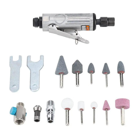 Badass Air Die Grinder Kit With 25000 RPM Speed And Quick Chuck Design Includes Lock Off Throttle Plus Extra Grinding Heads for metalwork.