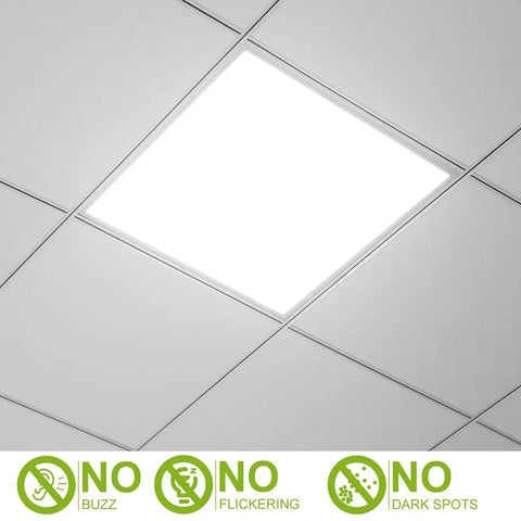 2 By 2 Ft LED Flat Panel Light For Drop Ceiling Office Use, 48W To 150W Equivalent, 5800 Lumens, 7500K Cool White, recessed view