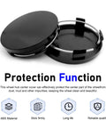 Set Of Four Matte Black Wheel Center Hub Caps Heavy Duty Abs Snap In Rim Covers Universal Fit, display of top and bottom.
