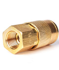 1/4 NPT solid brass quick connect fitting for Built Damn Tough 3/8 Inch By 10 Ft Hybrid Air Compressor Hose Kit.
