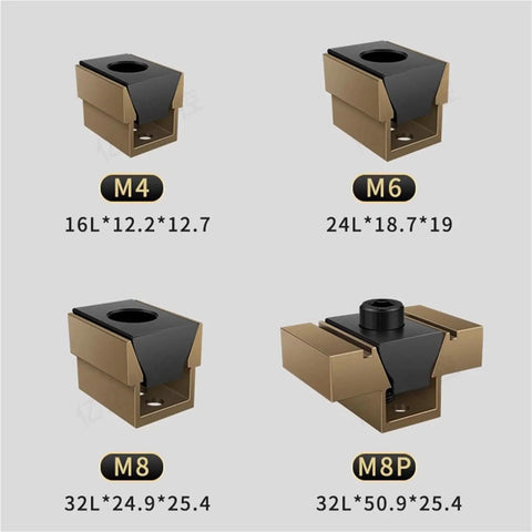 Different sizes of Pro Grade Multi Station Fixture For Batch Processing With Small Inner Support Clamping Blocks E08 Series Six Pack