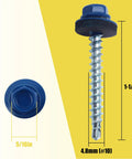 Blue Hex Head Self Drilling Roofing Screws 1-1/2 In For Wood And Metal Roofs With EPDM Washer Colored Head 250 Pack Magnetic Driver Bit Included