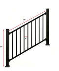 Heavy Duty Black Deck Railing Kit With Reinforced Aluminum Posts And Code Compliant Handrails, 60x39 inches for outdoor safety.