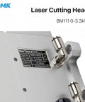 Heavy Duty Fiber Laser Cutting Head With Automatic Focus 3Kw Powerhouse, detailed view of serial plate and fittings.