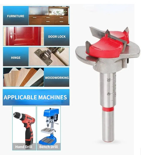 Kickin Out Flawless Holes With Zero Sweat From This Top Shelf Five Piece Forstner Drill Bit Set Featuring Adjustable Pilot Guide for hinge boring