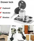 Heavy Duty Cam Lock For Furniture Drawers And Cabinets With Two Keys, Built Tough As Nails Zinc Alloy Security Latch image