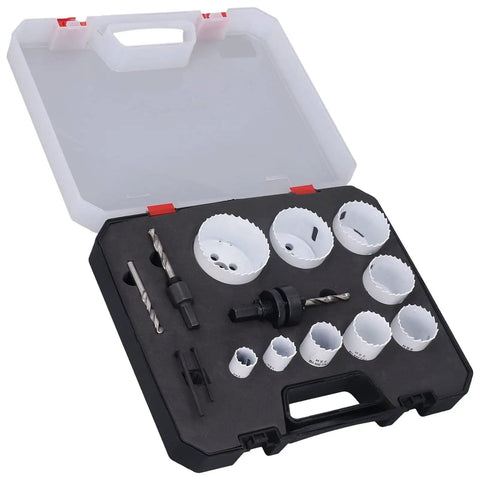 Top Tier 15 Piece Hole Saw Kit With Twist Drills For Wood And Metal High Speed Steel Cutting Tools Hex Wrenches Plus Guide And Storage Box kit in case