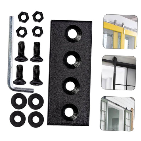 Metal Flat Plate Track Connector For Barn Doors 4 Hole Brace Melding Plate DIY Friendly Install Heavy Duty Track Bracket