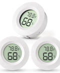 Three Pack Tiny Hygrometer And Thermometer Indoor Digital Humidity Meter For Home Office Car With Wall Mount Paste Inlay Easy Read Humidity Monitor For Any Room, three white units