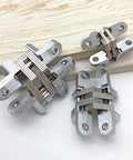 2 Pack Stainless Steel Hidden Door Hinges 180 Degree Concealed Folding Cross Hinges For Gates Doors Cabinets And Home Hardware