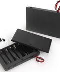 Duo Pack 8 Aa Battery Holder With 12V Dc Output And Toggle Switches Includes Lead Wires For Plug And Play Electronics, black plastic casing with wires.