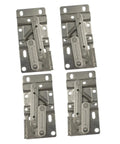Four silver hidden-spring cabinet hinges with mounting plates for drop-leaf cabinets.