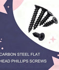 Heavy Hitter 1200 Piece Black Phillips Flat Head Self Tapping Screw Set M2 M2.6 M3, carbon steel screws for wood, plastic, metal.
