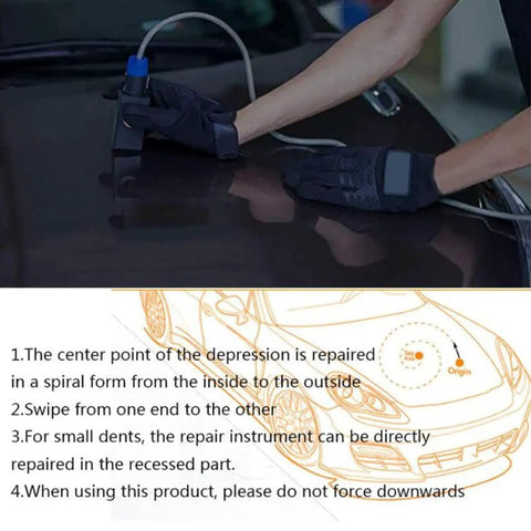 Using the Pro Grade High Power 1380W Auto Body Paintless Dent Removal Kit with Induction Heater Hot Box for dent repair on car.