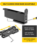Self Closing Concealed Door Pivot Hinges Heavy Duty Spring Hydraulic 360 Degree Rotation Stainless Steel Invisible Hidden Door Hinge System For Wooden Secret Doors Adjustable Speed Supports Up To 220 Lbs base adjustment mechanism