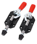 Beefy Cast Iron Push Pull Toggle Clamp With 20mm Stroke And 500 Lbs Holding Capacity, Built Tough Heavy Duty Clamp Tool For Woodworking, Welding, Molding, And Mould Making, Plastic Sleeve Handle, shown with two clamps