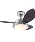 30-Inch Indoor Ceiling Fan With Light Chrome Finish Dope Reversible Wengue And Beech Blades 16-Watt Dimmable LED Light Kit