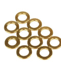 Gotta Have These Slick Gold Titanium Flat Washers M5 Size 10 Pack Heavy Duty Bicycle Hardware tight golden washers arranged on a surface.