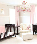 Pink Crystal Chandelier For Girls Room With Five Lights, 23.6 Inch Wide Rose Flower Style Pendant Lighting, above nursery