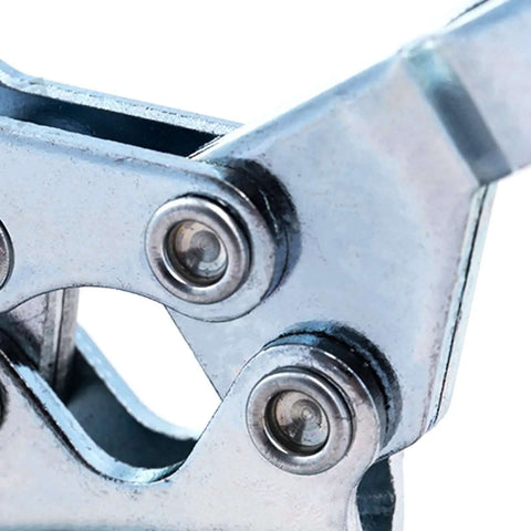 Close-up detail of Beefy Heavy Duty Horizontal Toggle Clamp With Quick Release Large Hold Down Clamp in metal finish