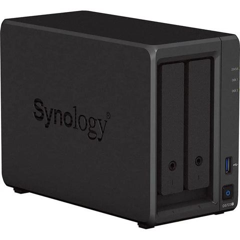 DS723 Plus Ryzen Driven Nas Station With 2.6Ghz Chipset 32Gb Ram 20Tb Hdd Storage 1Tb Nvme Ssd Cache in sleek black design.