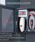 Tough As Nails EV Charger Lock Box With Key, heavy duty design, interior layout showing cable holes and charging cable.