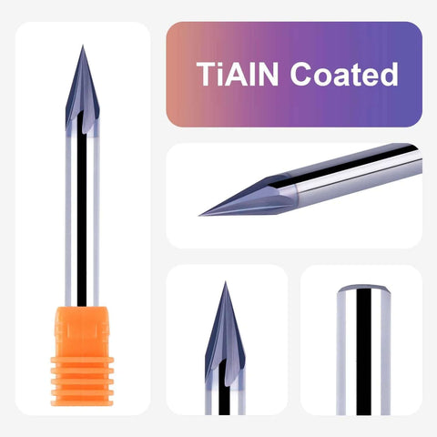 SpeTool 30-degree V-groove router bit, TiAIN-coated, 1/4 in shank, 4-flute carbide end mill for CNC