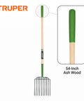 Heavy-Duty Manure And Bedding Fork With 54-Inch Ash Wood Handle, 10-Tine Forged Steel Head For Stable Clean-Up