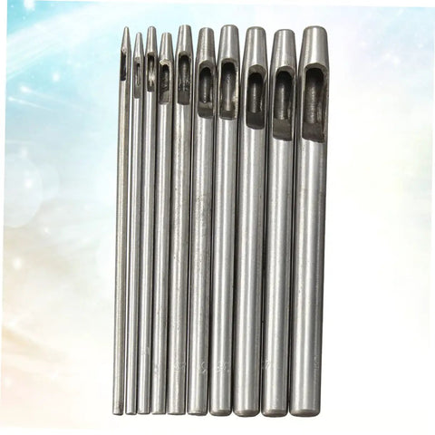 Circle Hole Punch Set For Leather, Fabric, Plastic And Rubber, showing metal tools for clean hole punching in crafts.