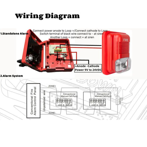 Wiring diagram for Emergency Alarm Station With Key Lock Dual Action Pull Point For Fire Safety, Panic Button, SOS Switch