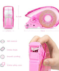 Sleek Pink Automatic Tape Dispenser For Washi And Standard Office Tape Super Handheld Push Cut Mechanism visible hand holding dispenser
