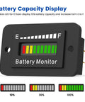Universal Led Golf Cart Battery Level Indicator Meter Monitor For 12V To 72V Lithium And Lead Acid With Ten Segment Gauge Display, showing LED bars.