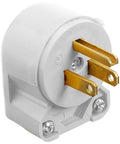 Heavy Duty Nylon Angle Plug 15 Amp 250 Volt NEMA 5 15P White For Home And Commercial Use Replacement Electrical Plug Ideal For Hard To Reach Outlets Kitchens Workshops Garages