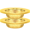 Two Pack Stainless Steel Kitchen Sink Strainers With Gold Finish, 4.5 Inch Wide Rim, Mesh Drain Basket Food Catcher