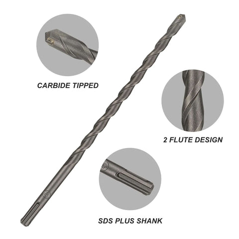YOUGFIN SDS-Plus carbide-tipped masonry drill bit with two-flute design and SDS shank