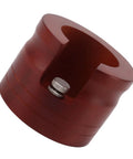 Red Solid Wood Espresso Portafilter Holder And Tamping Station Precision Slot for 58mm filters, showing detailed slot and sturdy design.